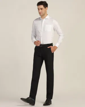 Slim Fit B-91 Formal Black Solid Trouser - Black Roll-up style