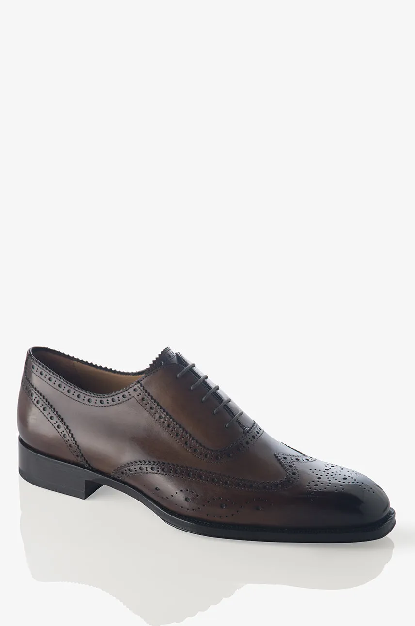 David August Leather Wingtip Brogue Shoes in Reverse Sombrero Shock Absorption Midsole