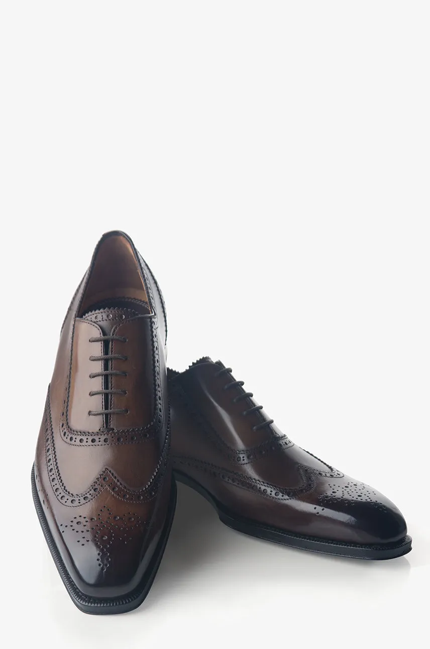 David August Leather Wingtip Brogue Shoes in Reverse Sombrero Comfort Flex Easy Fasten System
