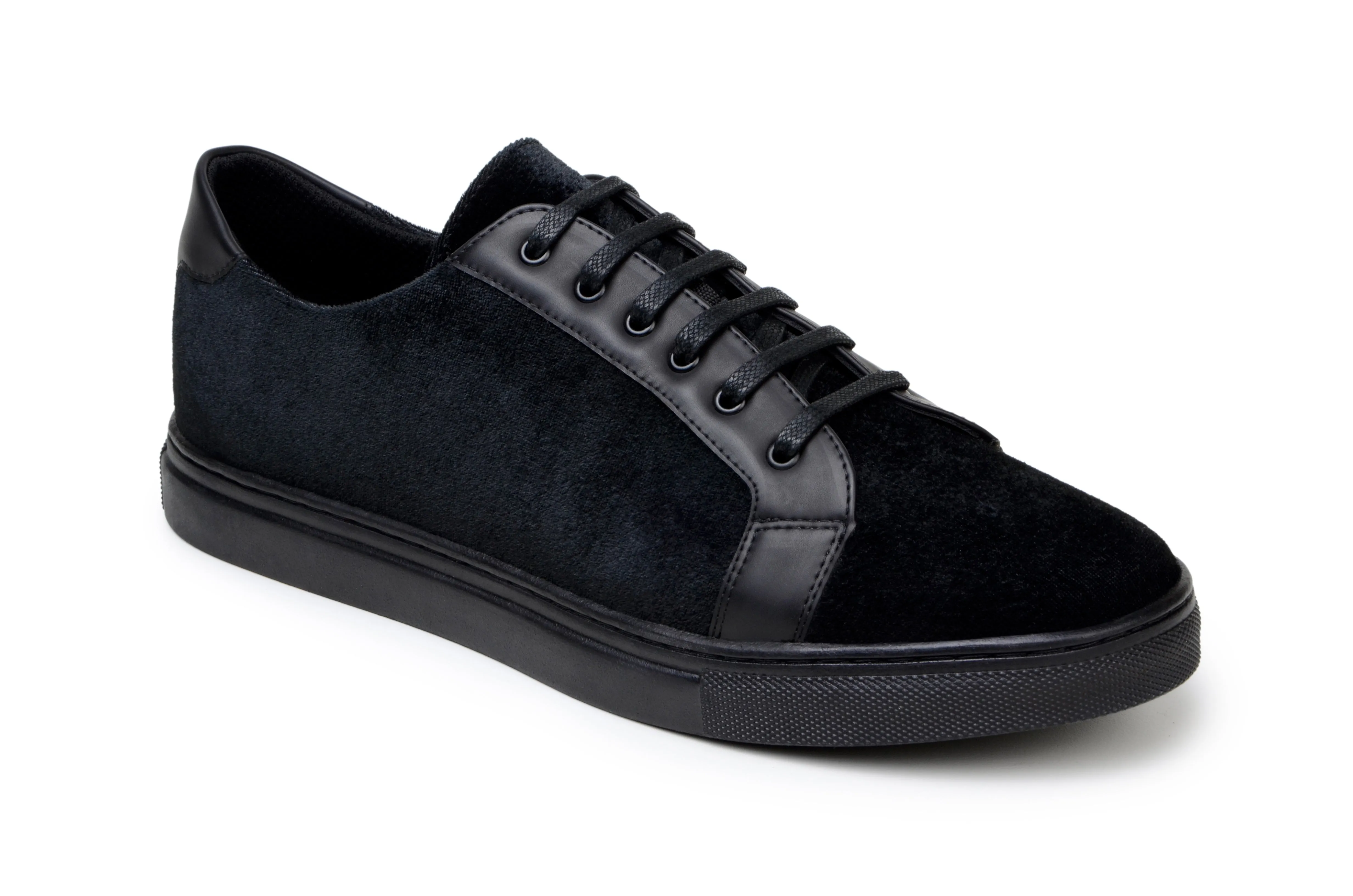 Belvedere Black Velvet Leather Lace-Up Sneakers Style Minimalist Aesthetic