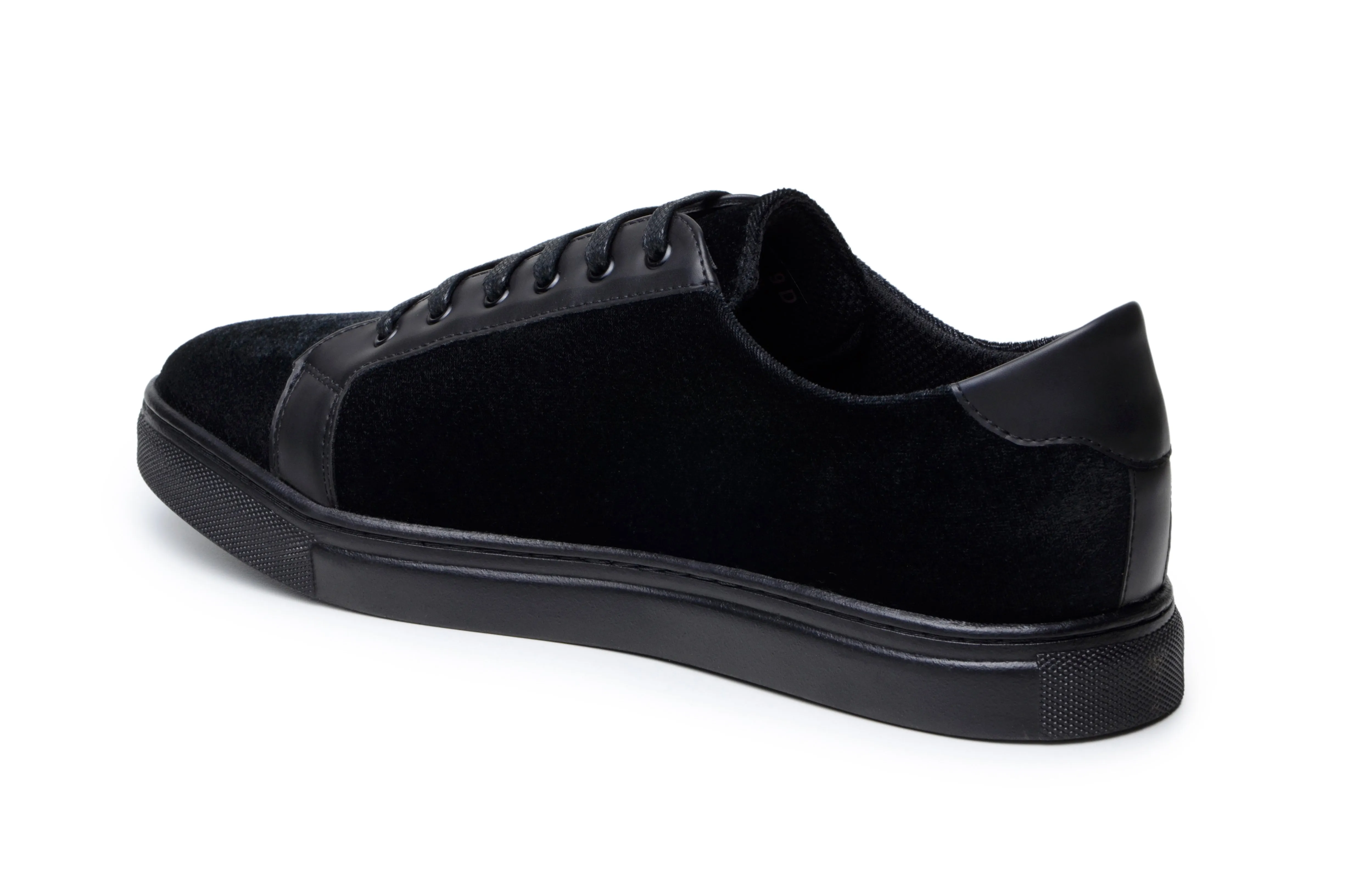 Belvedere Black Velvet Leather Lace-Up Sneakers Seasonless Style Light Layers