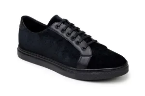 Belvedere Black Velvet Leather Lace-Up Sneakers Style Minimalist Aesthetic