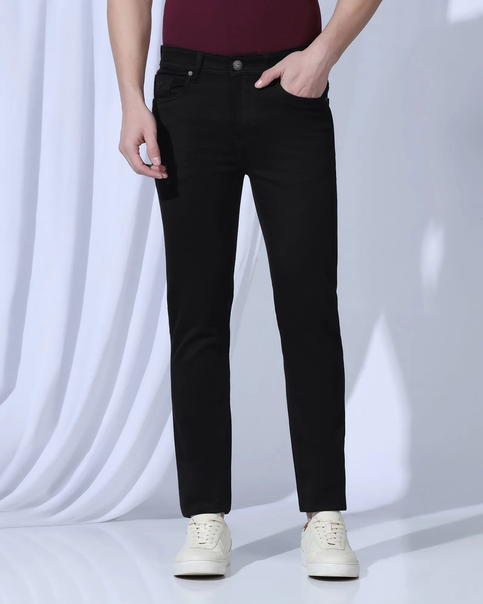 Non Stretch Denim Bleed Zero Slim Yonk Fit Black Jeans - Abto