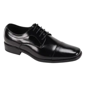 Surf Mode Heat Guard Classic Elegance Black Leather Cap Toe Lace Shoes