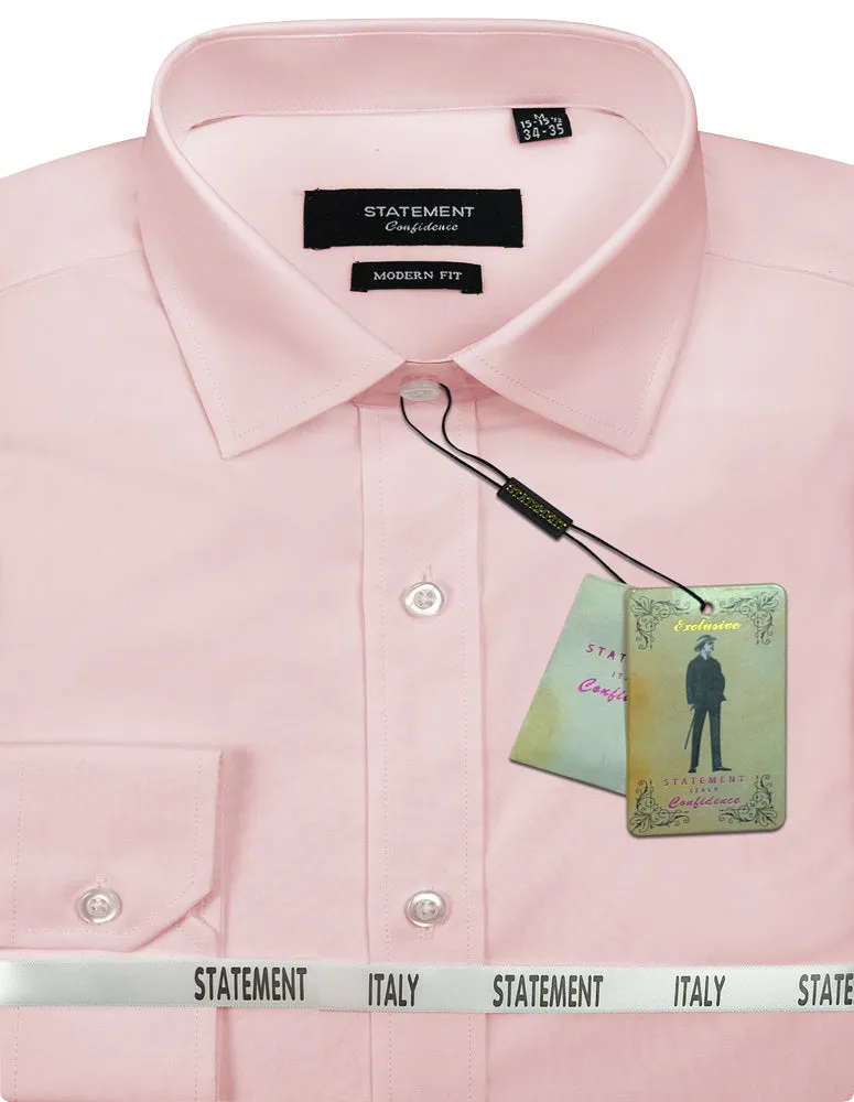 MODERN FIT PINK BASIC DRESS SHIRT Designer Touch Soft Texture