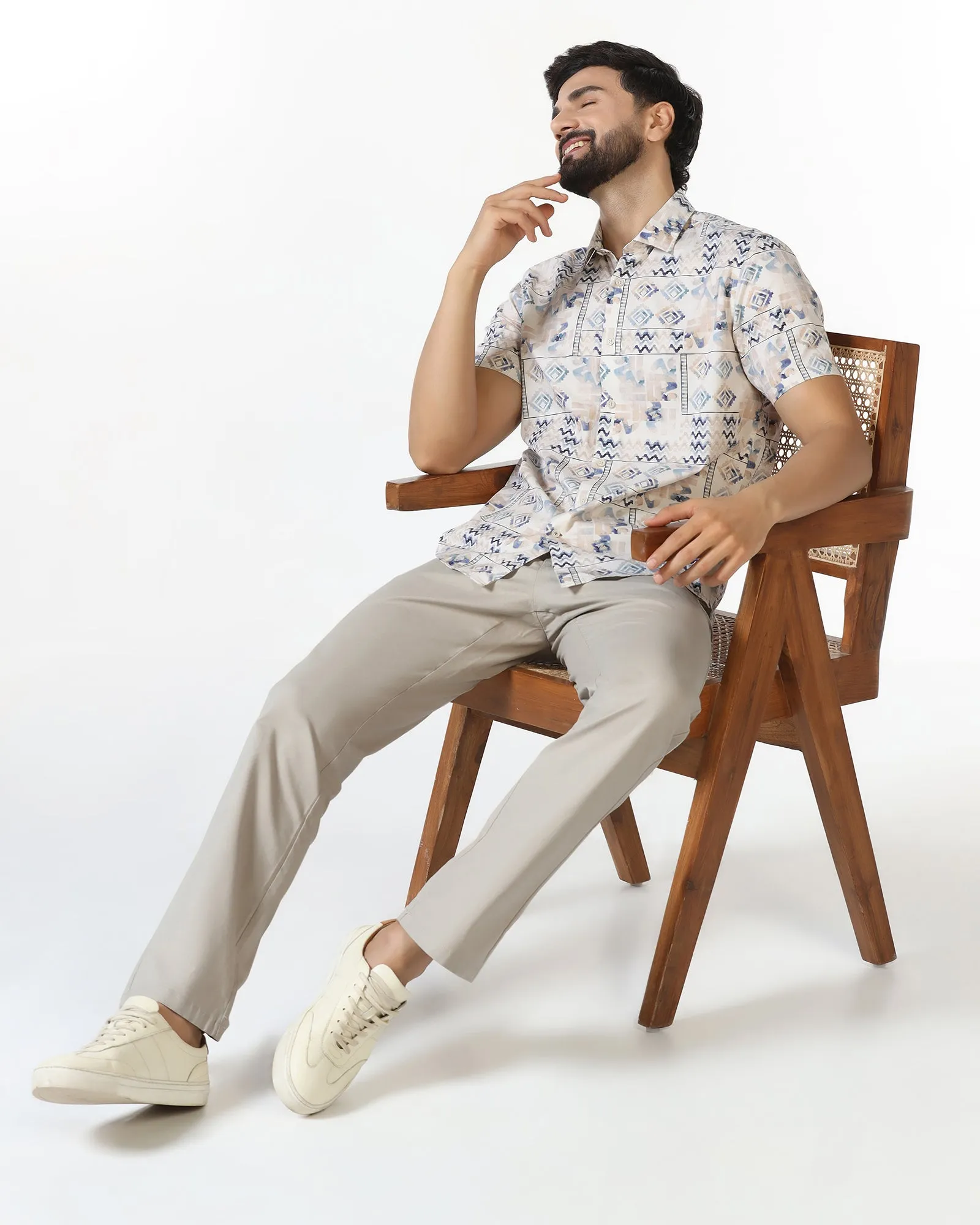 Beige Textured Khakis - Murray Wool blend StainResistantCoating