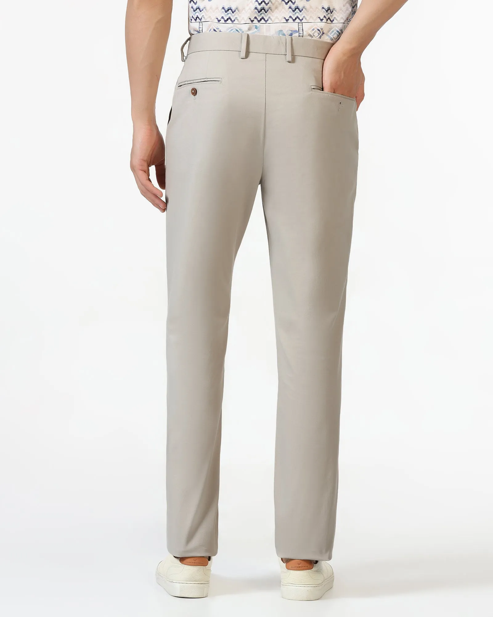 Non Restrictive Cut Minimal Stretch Fit Beige Textured Khakis - Murray