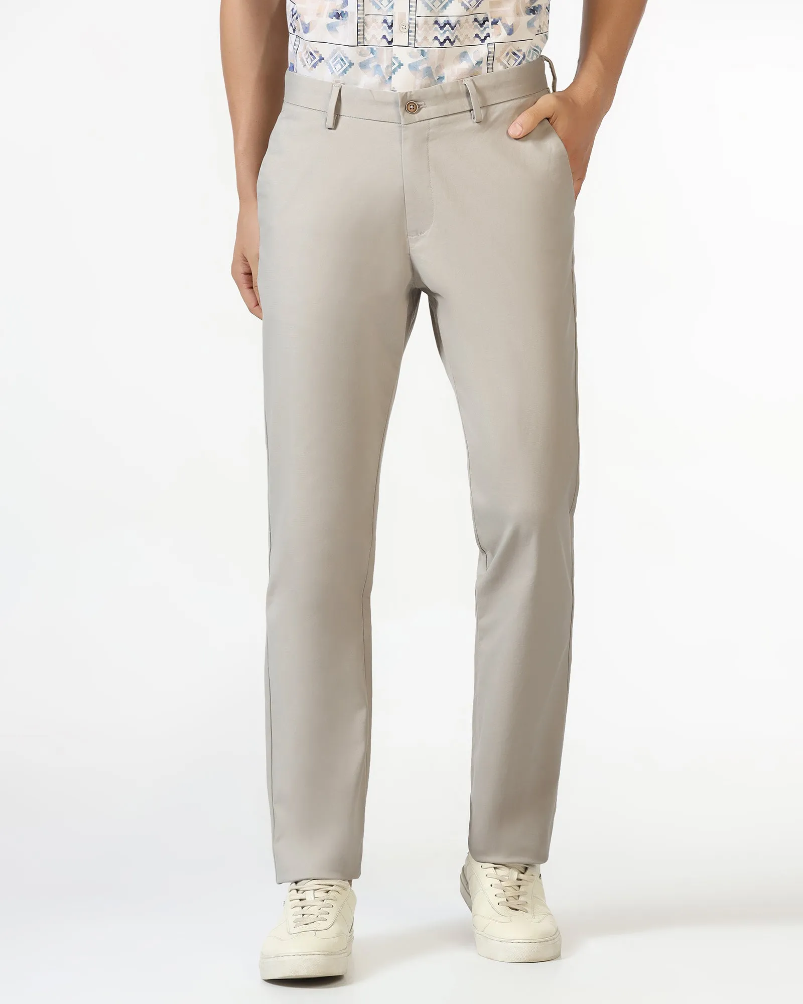 Layered Comfort smooth zipper Beige Textured Khakis - Murray