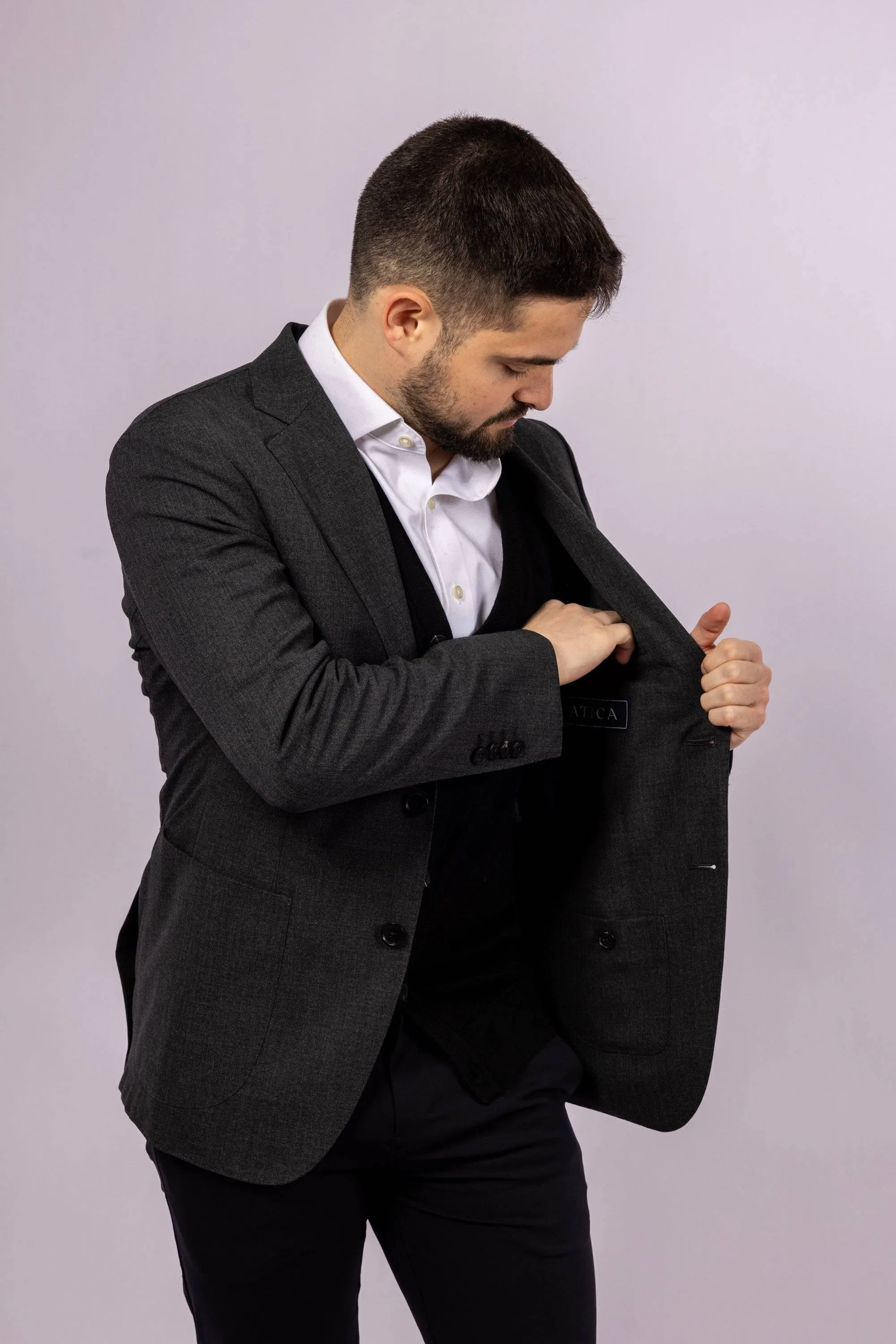 Rugged Daily Style CompressionPackableFabric Cerruti Travel?Blazer | Charcoal