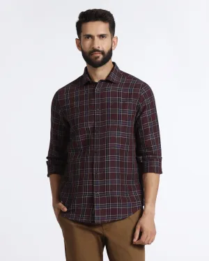 Tailored Style Effortless Comfort Cherry Lacquer Linen Check Shirt - Madrik