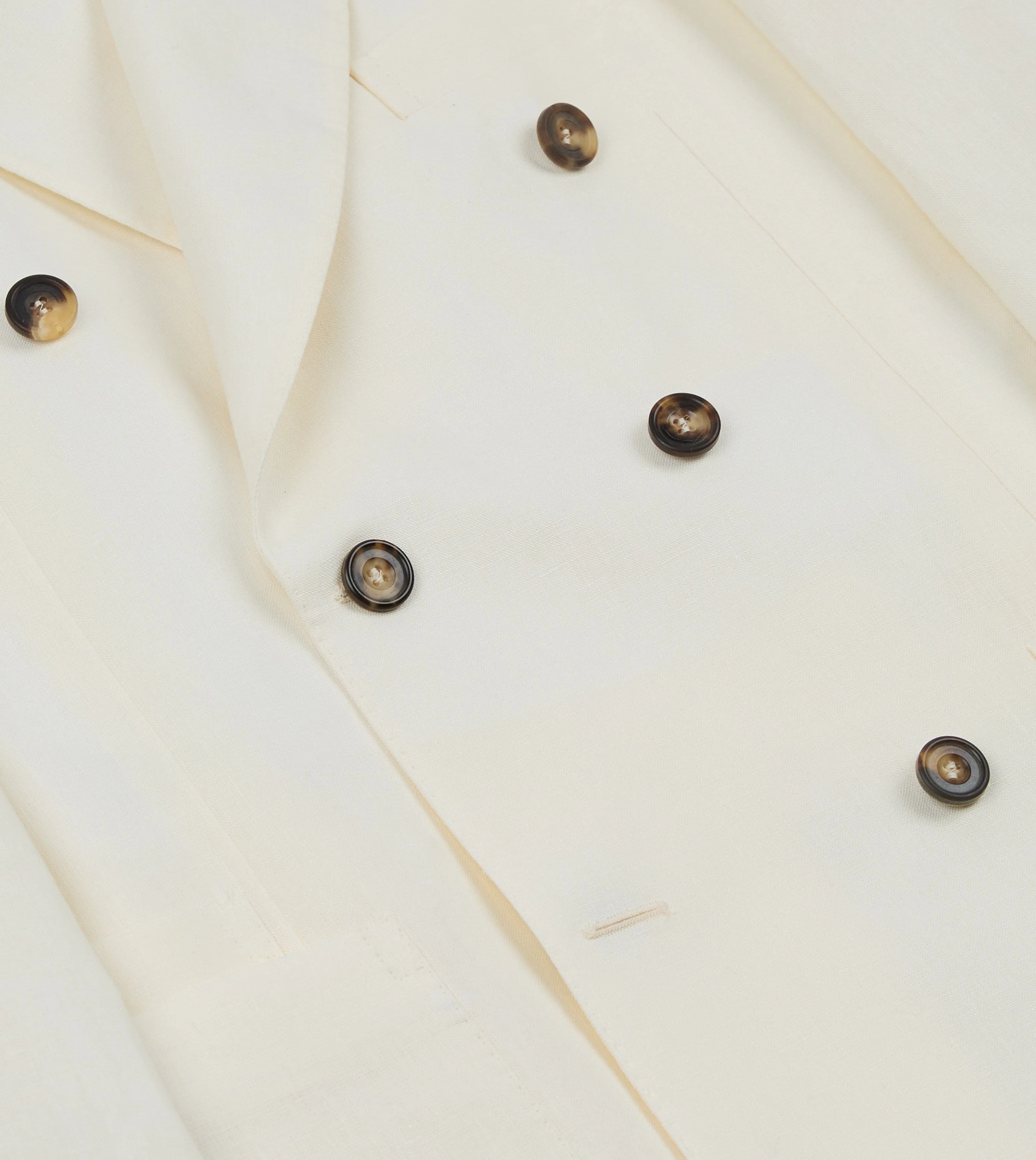 Hidden Ventilation Ecru Linen Double-Breasted Tailored Jacket