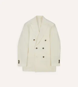 Simple Outer Convertible styles Ecru Linen Double-Breasted Tailored Jacket