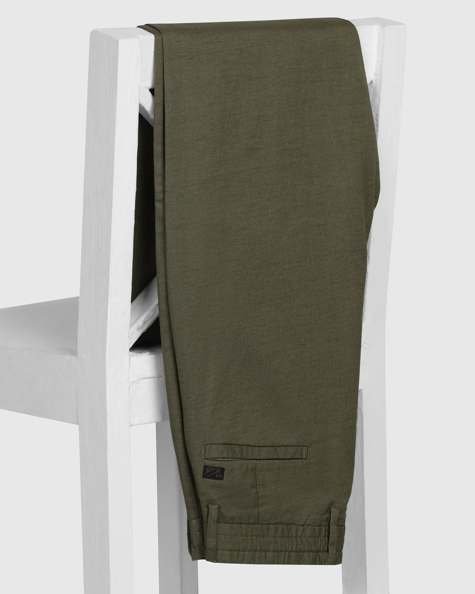 Mesh Lined Linen Sneaker Fit Casual Olive Solid Khakis - Kinston