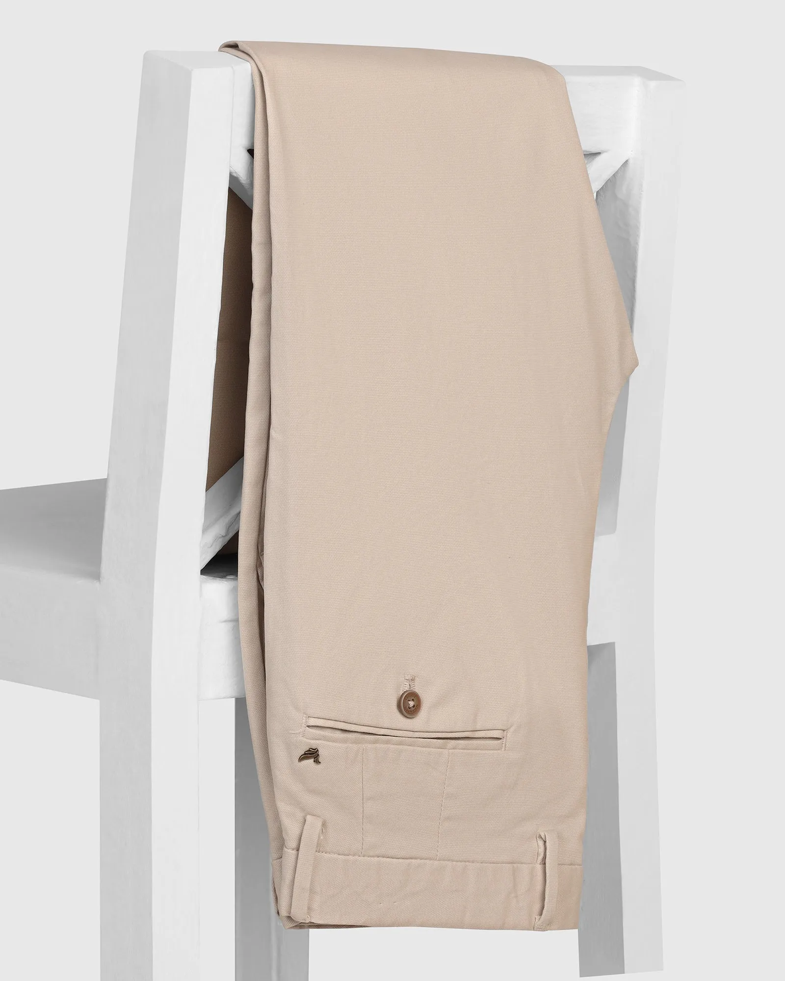 Layered Wear Sleek Cut Slim Comfort B-95 Casual Beige Textured Khakis - Kary