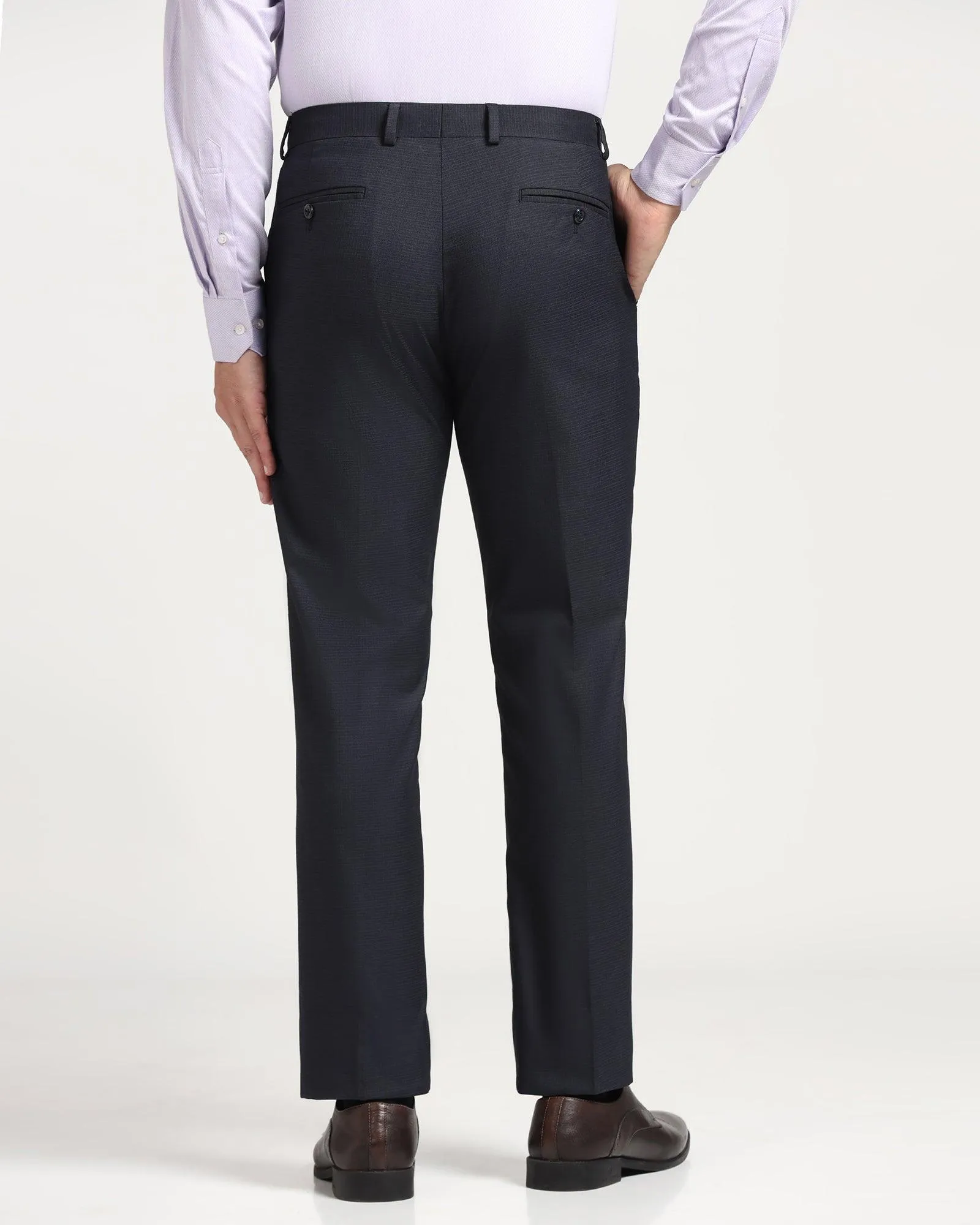 Slim Comfort B-95 Formal Navy Check Trouser - Versa All Use