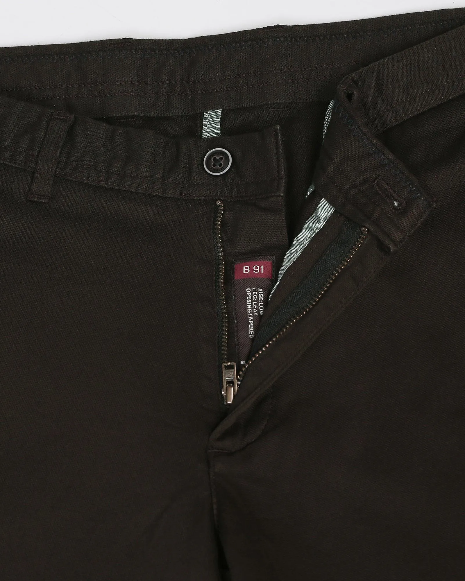 Body Aligned AntiPilling Slim Fit B-91 Casual Olive Textured Khakis - Eve