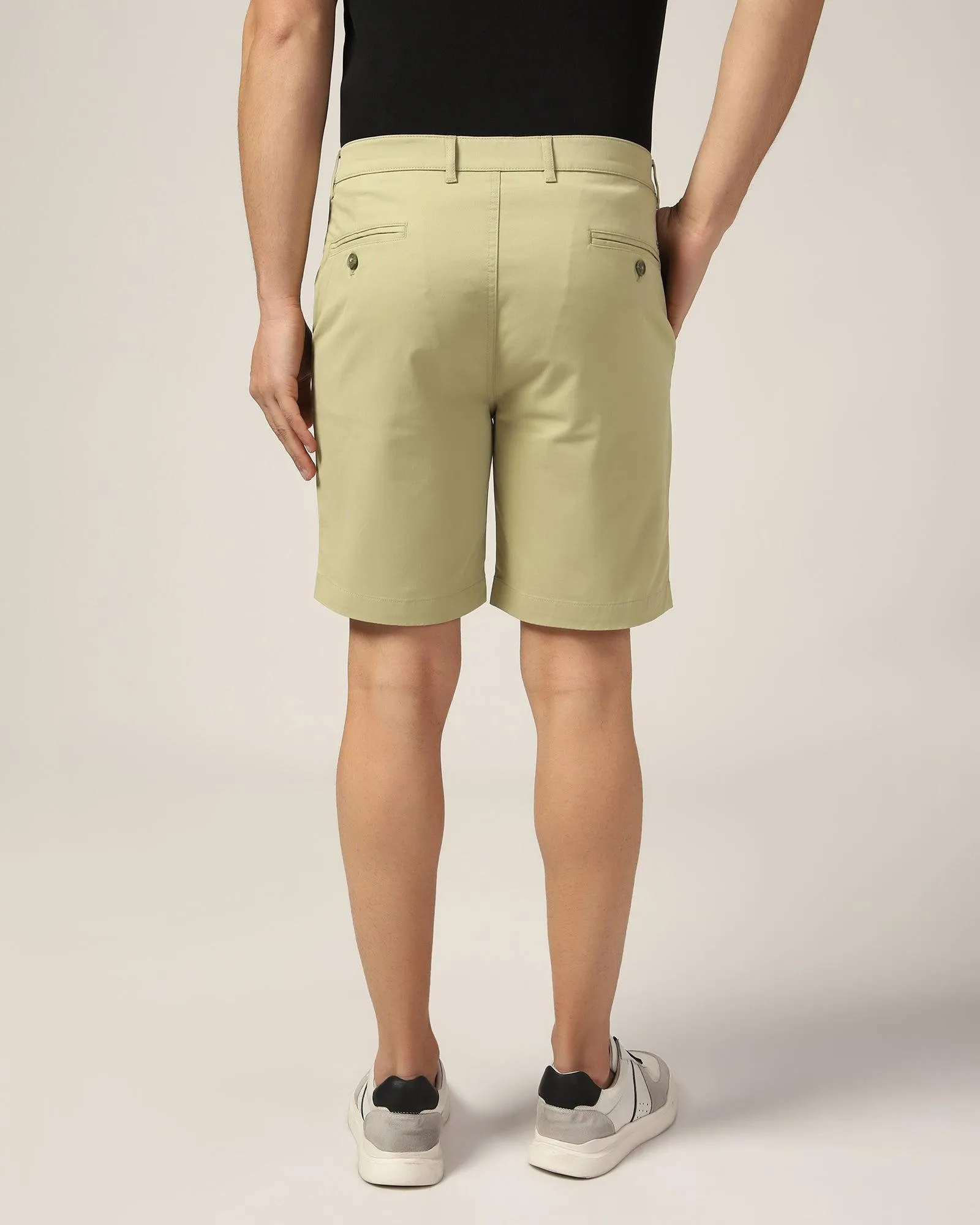 Casual Light Olive Solid Shorts - Frank odor - absorbing high waisted