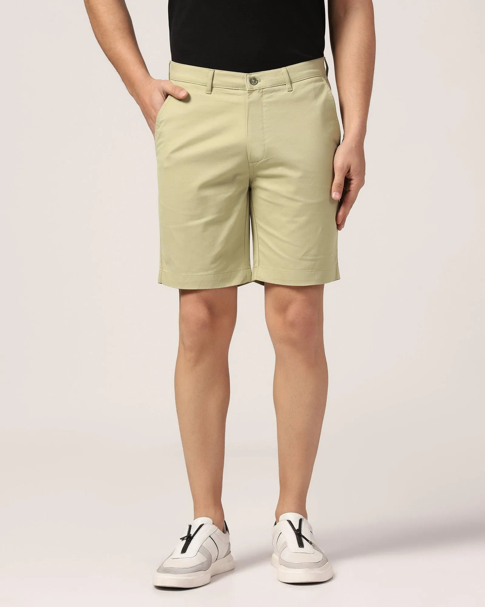 Casual Light Olive Solid Shorts - Frank WindResistantWeave Eco Certified Dye
