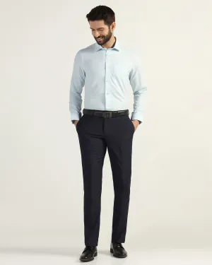 Slim Comfort B-95 Formal Navy Check Trouser - Windsor Elastic Free Cuffs