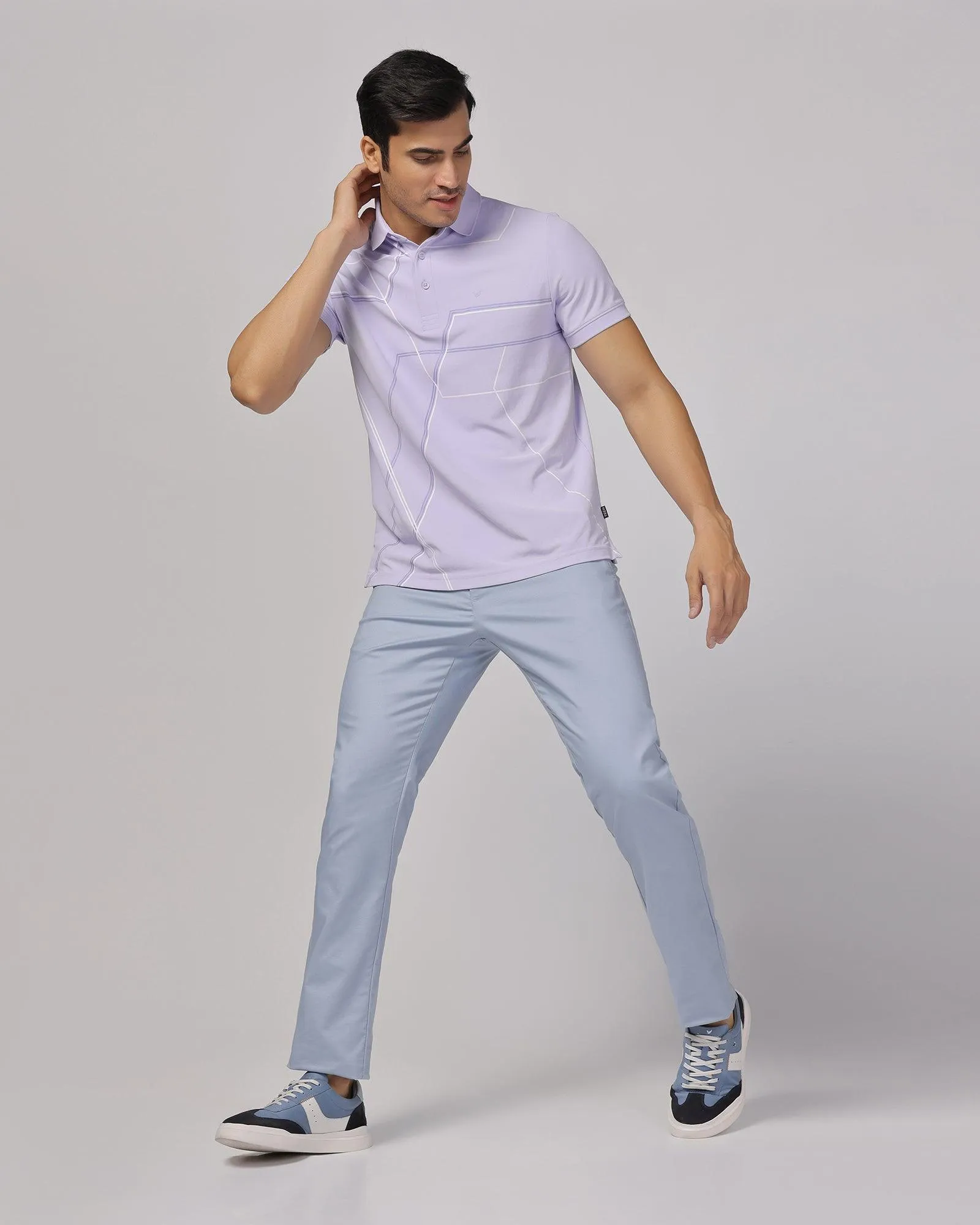 StaticResistantMaterial TechPro Slim Comfort B-95 Casual Blue & Grey Solid Khakis - Andros