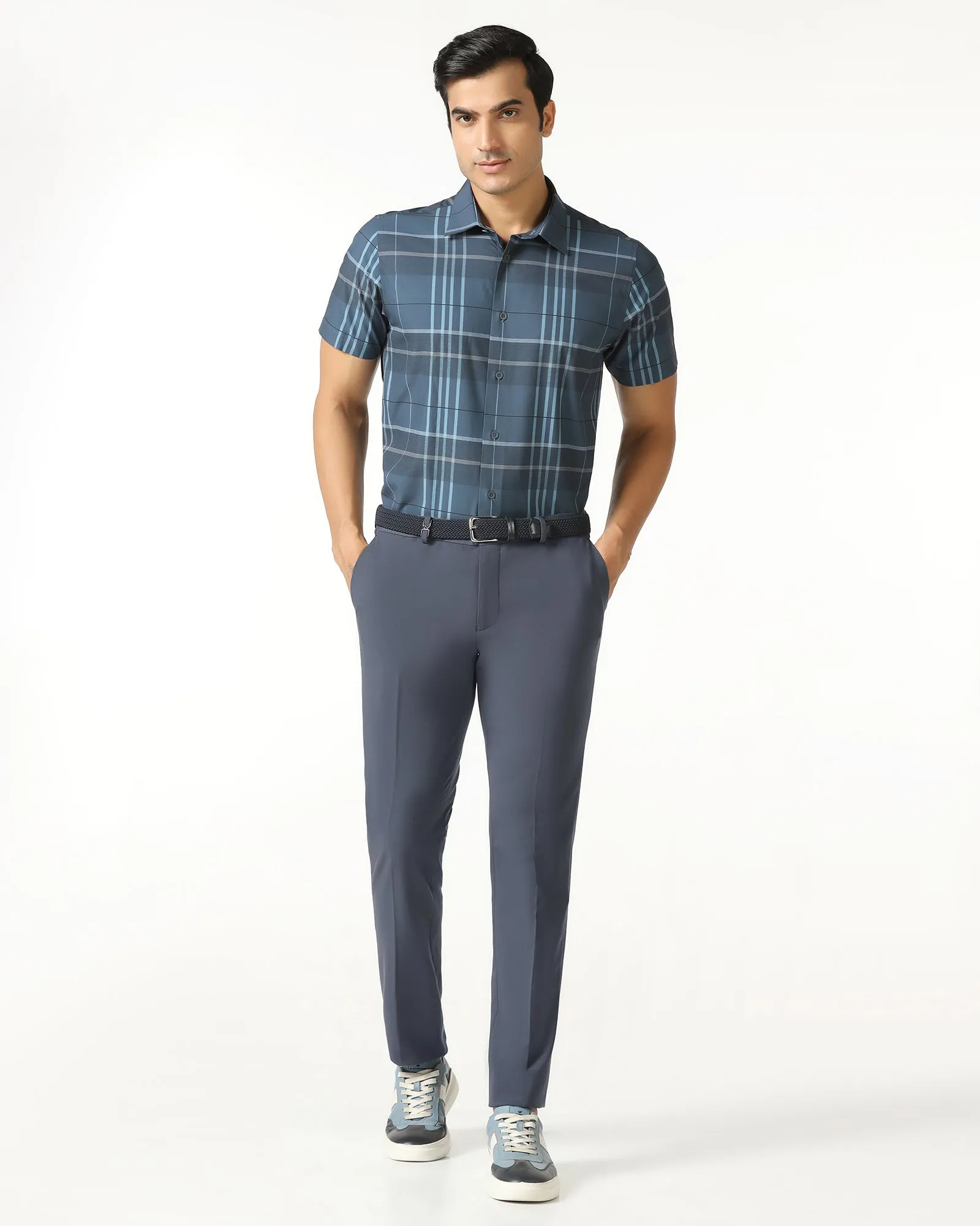 Blue Techpro Solid Trouser - Dean Easy Wear Classic Fit