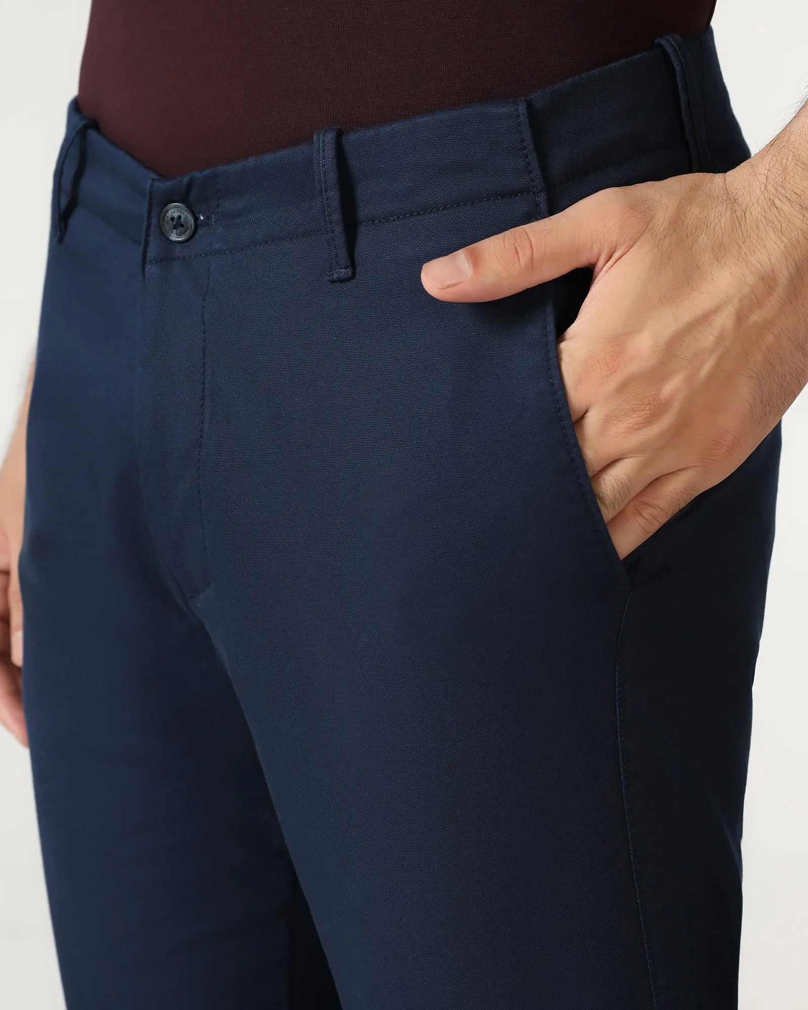 Teal Textured Khakis - Segi No Gap Waist Construction Stretch Motion