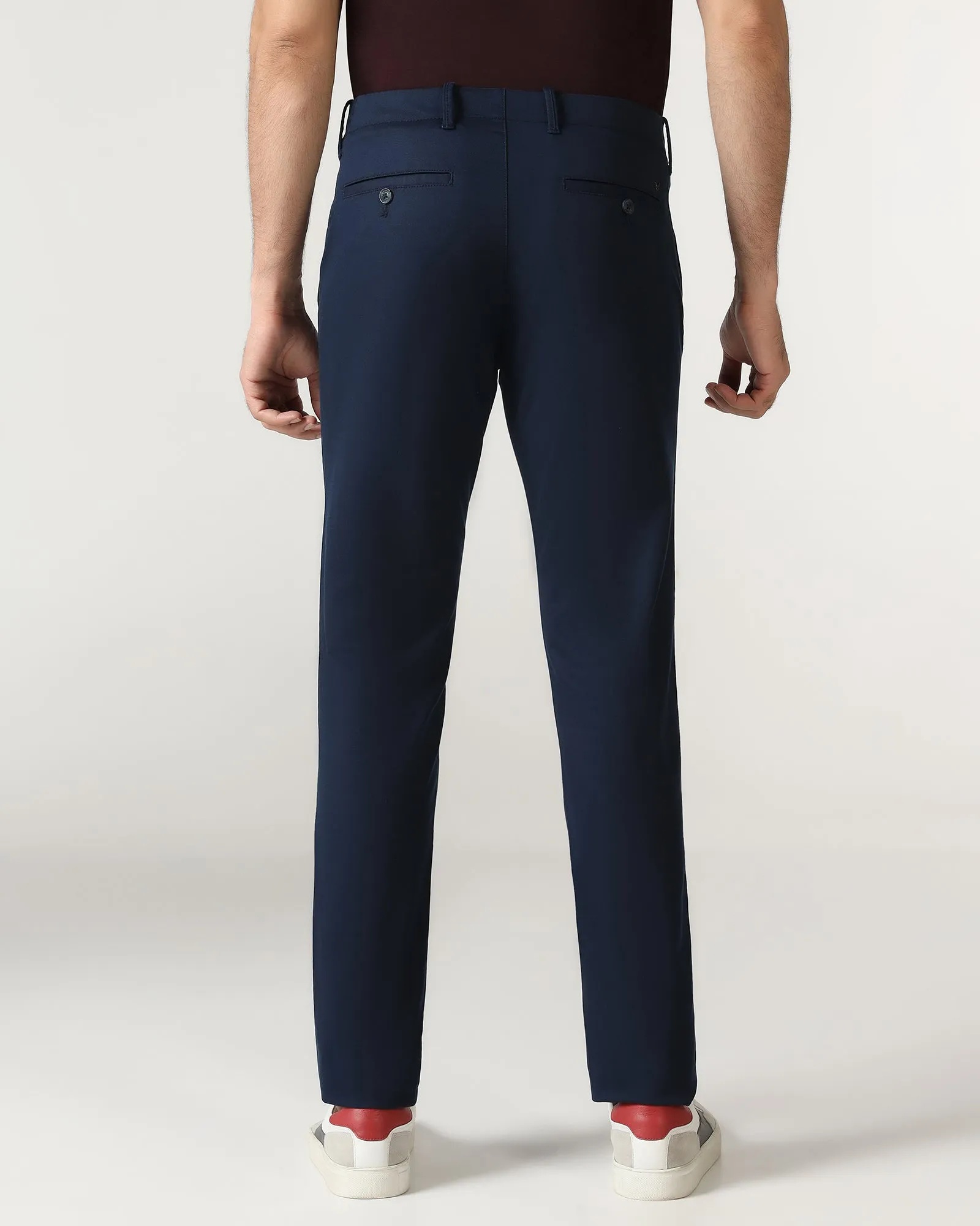 ReflectiveAccentDetails Teal Textured Khakis - Segi