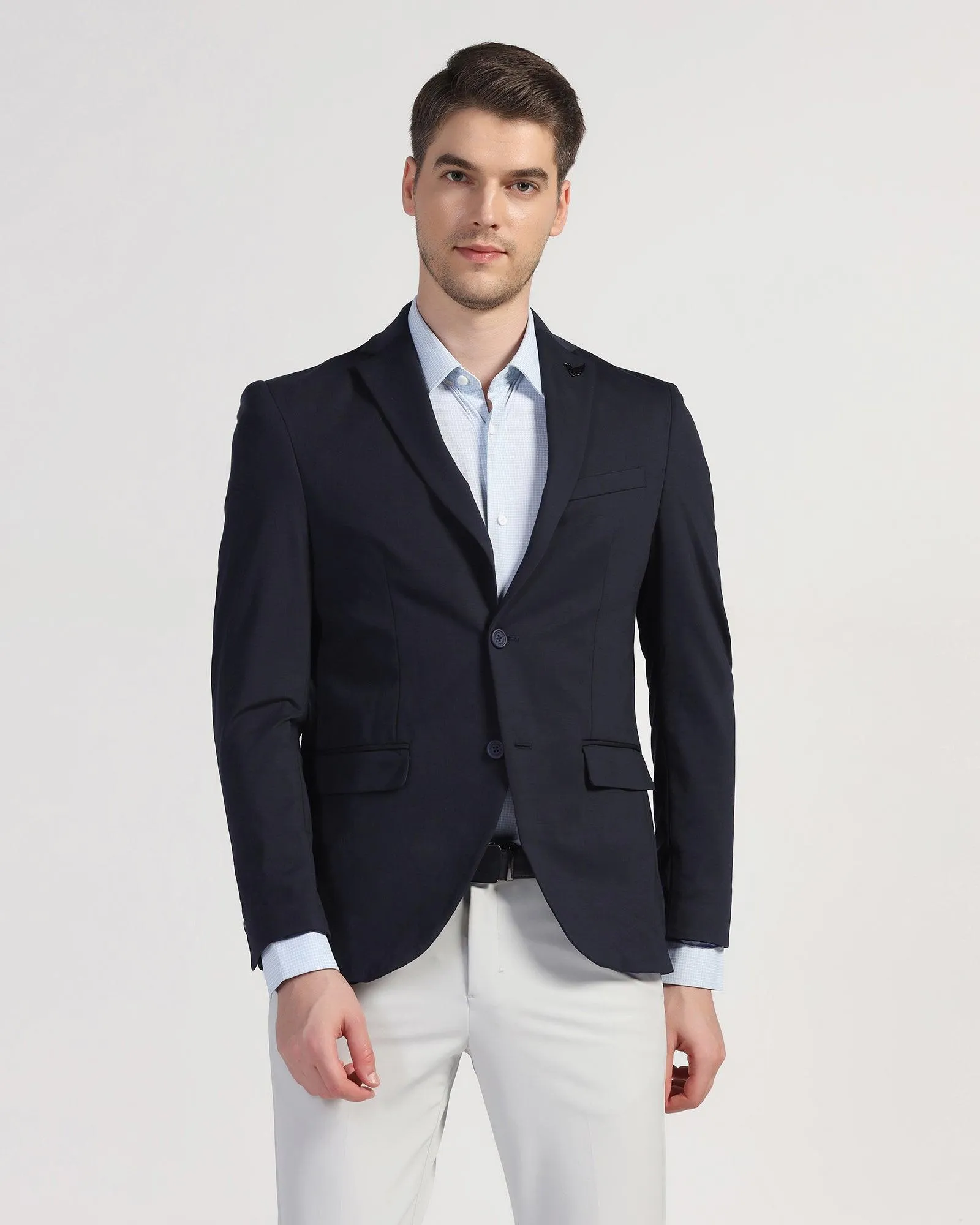 TechPro Formal Navy Textured Blazer - Maspar Packable Style