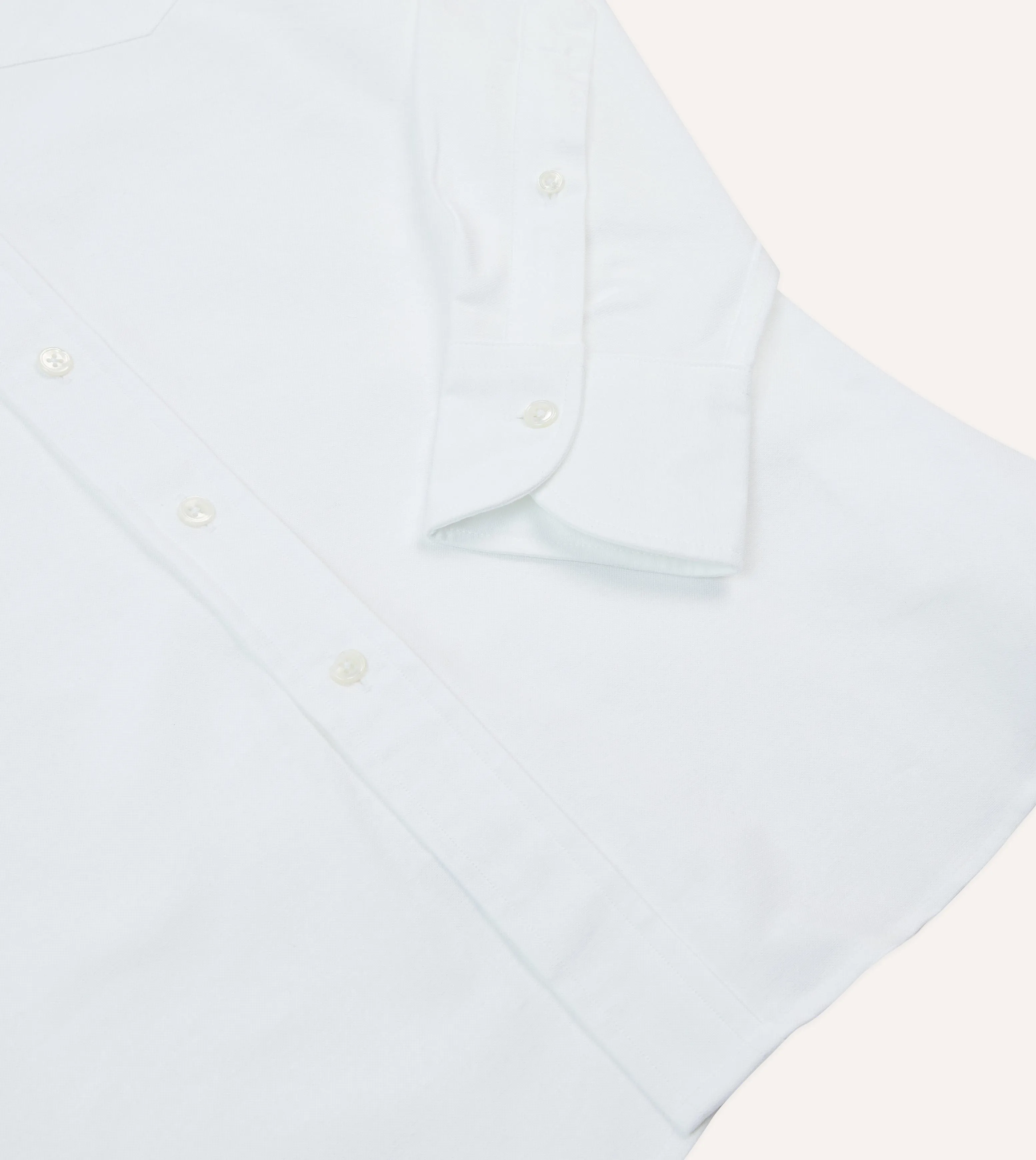 Smooth Finish White Cotton Oxford Cloth Long Point Collar Shirt