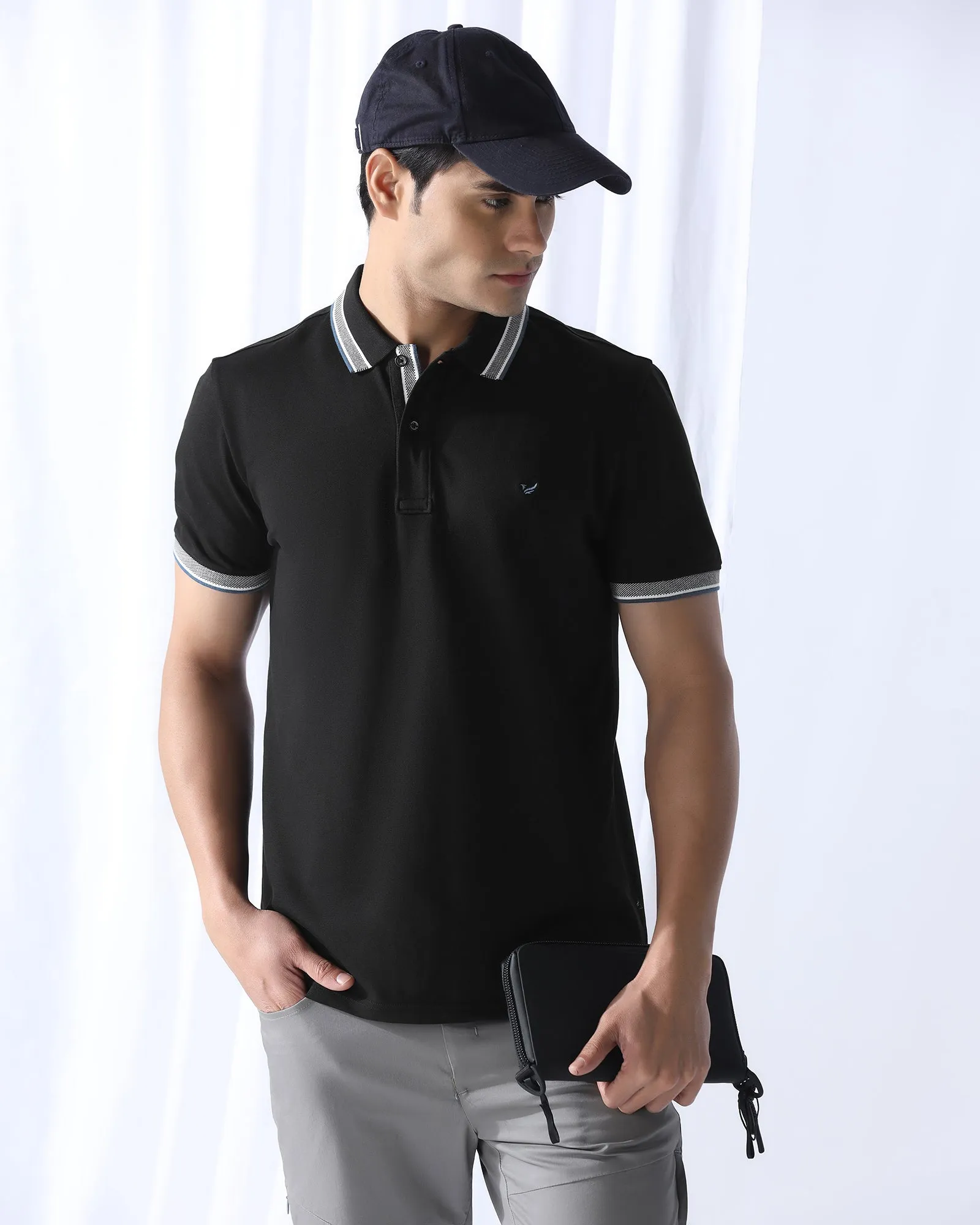 Polo Black Solid T-Shirt - Taurus Comfortable Layer