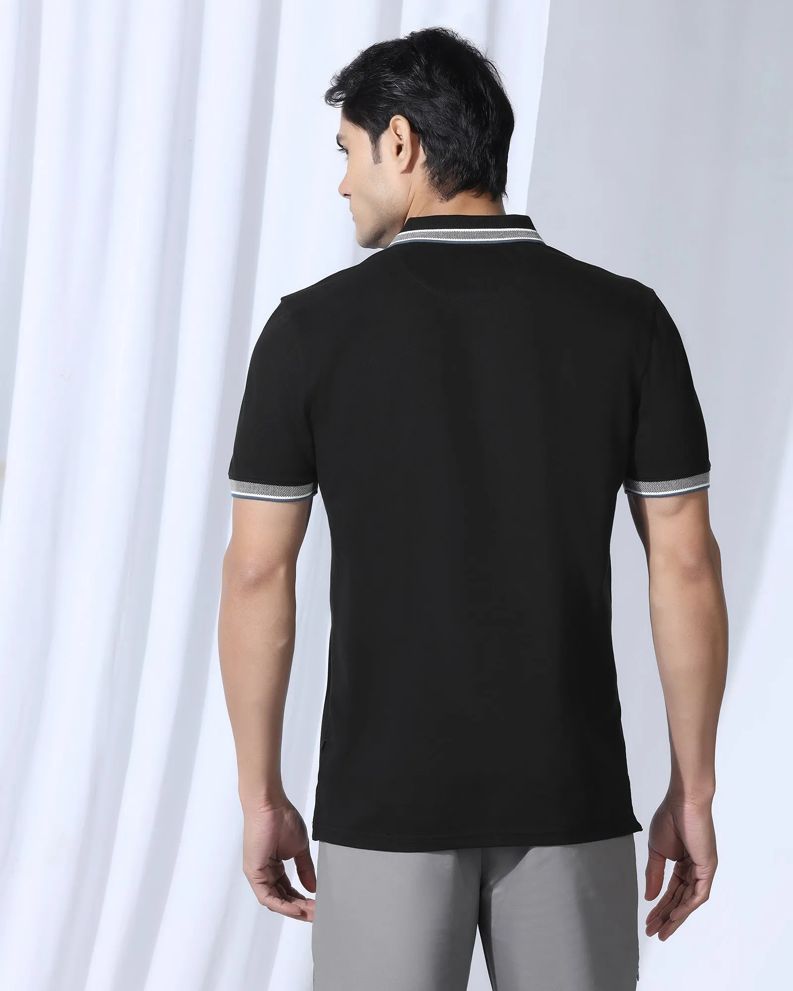 Polo Black Solid T-Shirt - Taurus Urban Style Business casual