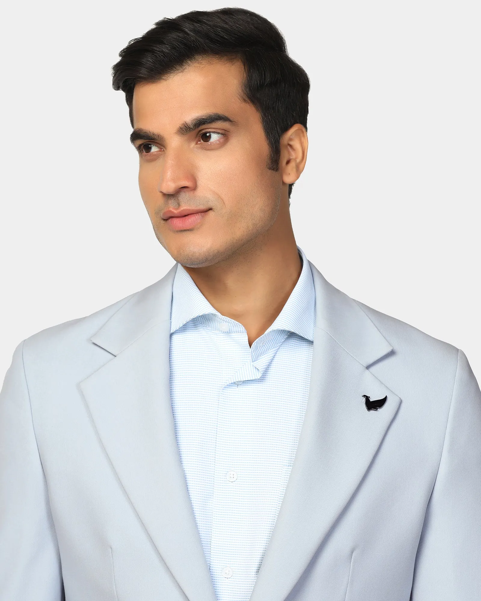 Lightweight Lining All Seasons Formal Light Blue Solid Blazer - Kenneth