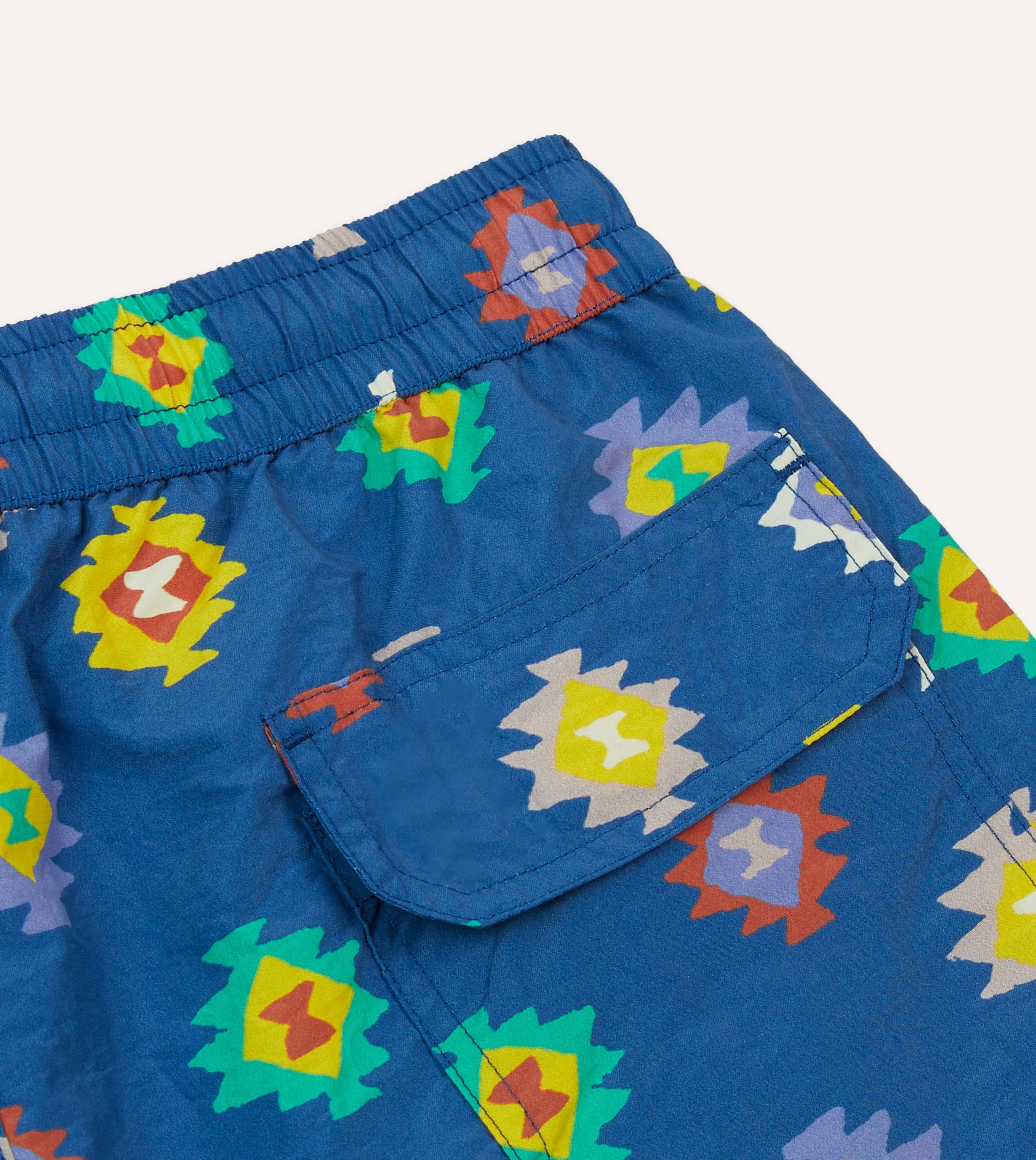 Blue Kilim Print Nylon Drawstring Swim Shorts Performance Ready skateboarding gear