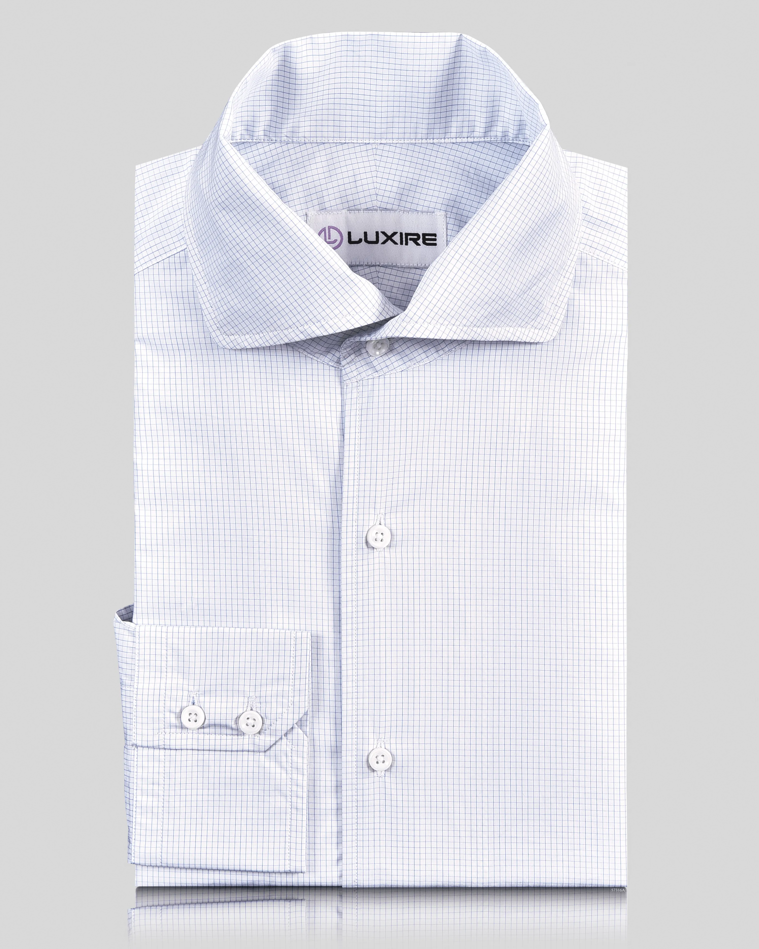 Brembana White Blue Graph Checks Shirt Thermal Insulation Layer Ocean Air