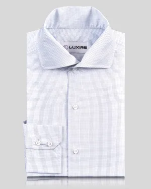 Brembana White Blue Graph Checks Shirt Thermal Insulation Layer Ocean Air
