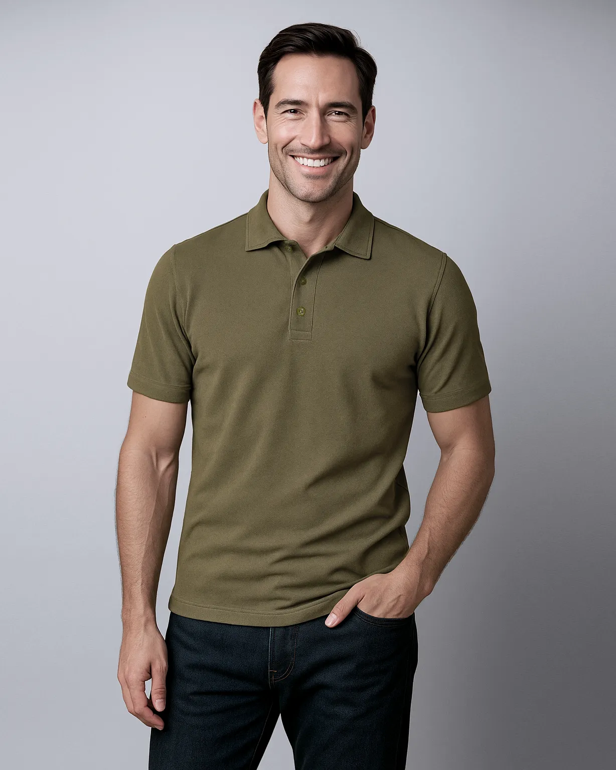 Summer Golf Cotton Blend EZS Aria Olive Polo