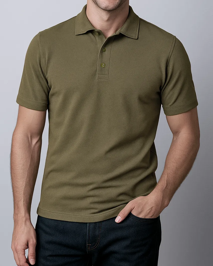 EZS Aria Olive Polo Chill Style Short Sleeve