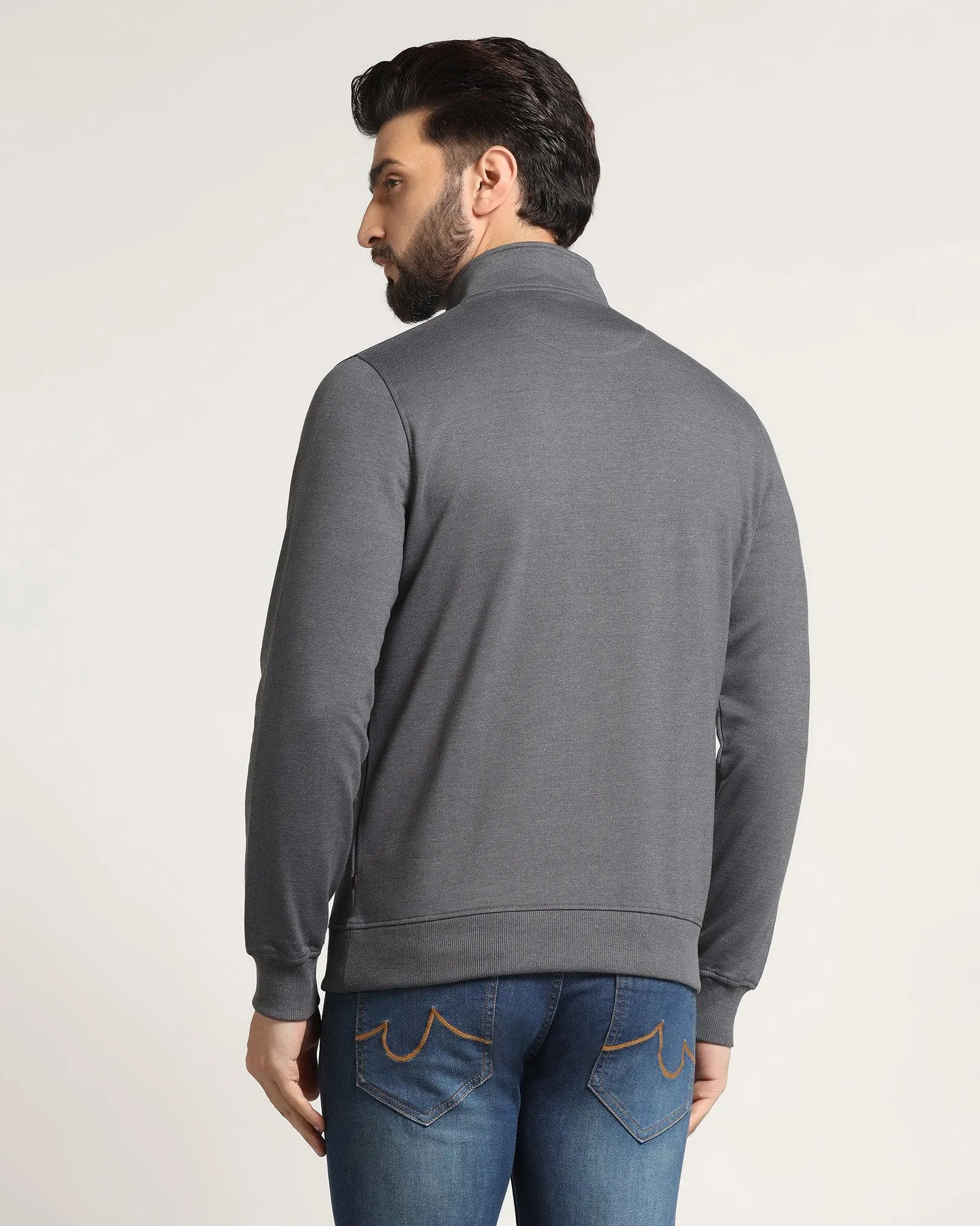 UVProtectionFinish Trendy Trousers High Neck Grey Melange Solid Sweatshirt - Pipper