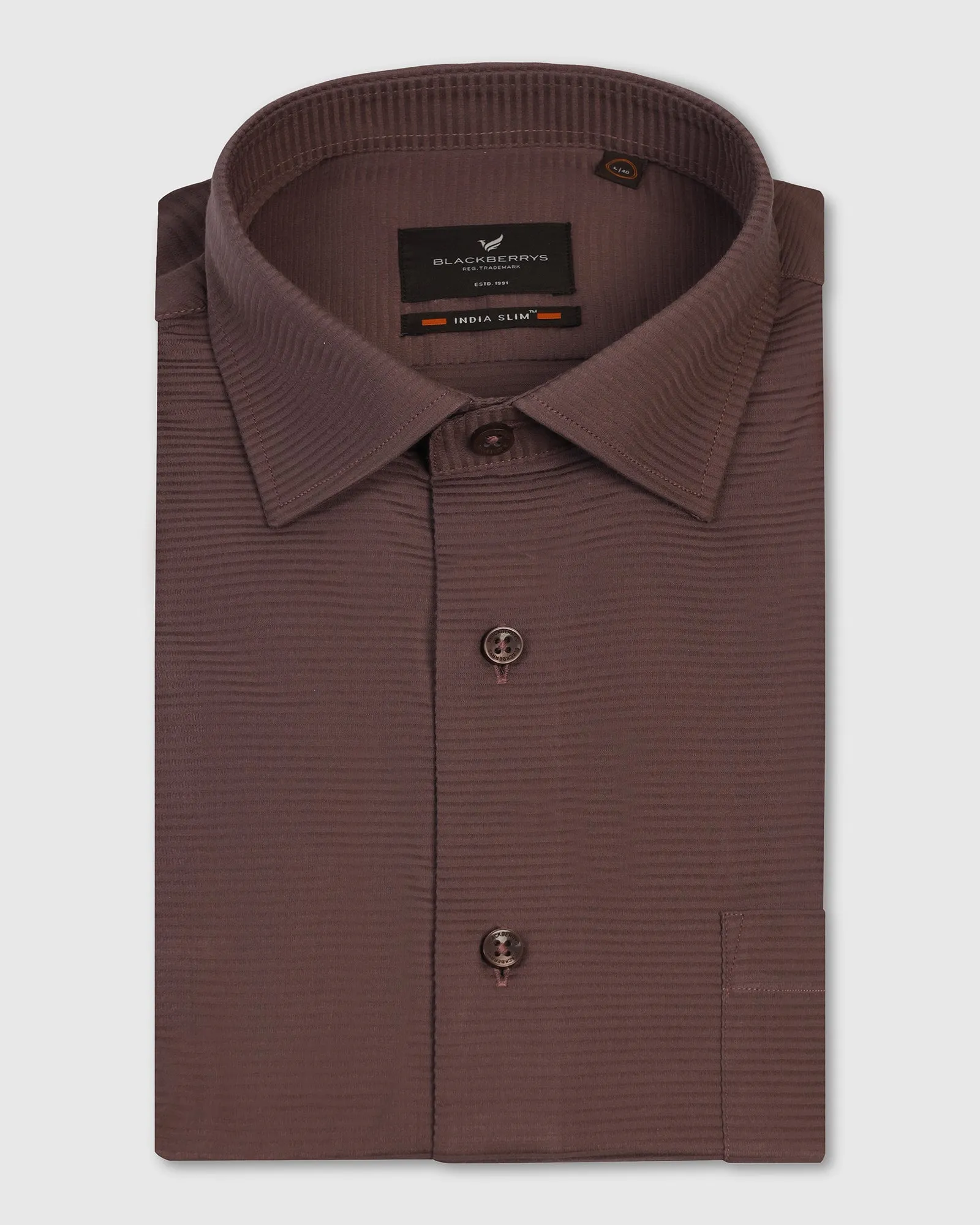 Comfort Stretch Artistic Design Formal Maroon Stripe Shirt - Merlot