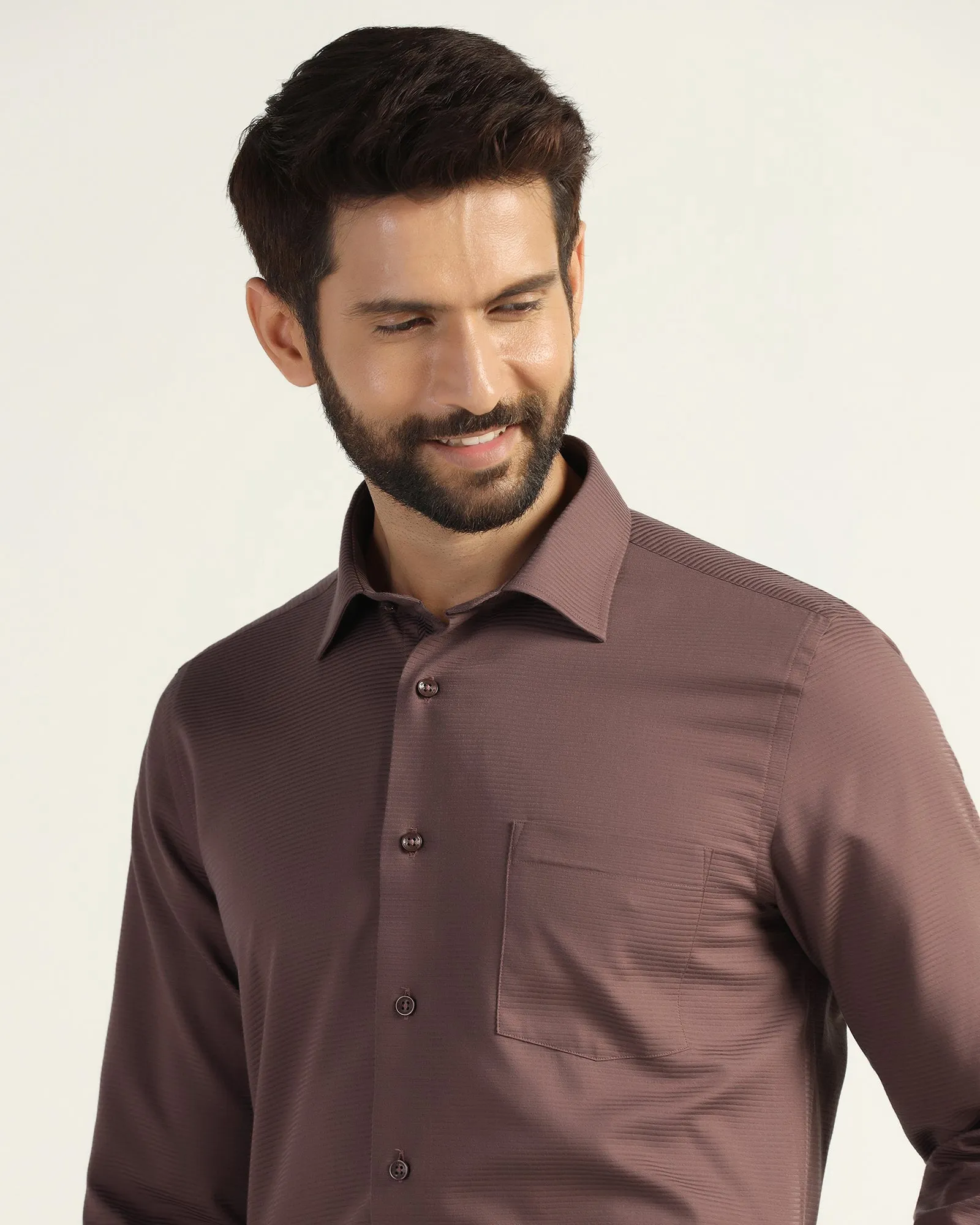 Formal Maroon Stripe Shirt - Merlot Ventilated Back Panel Year-Round Wear