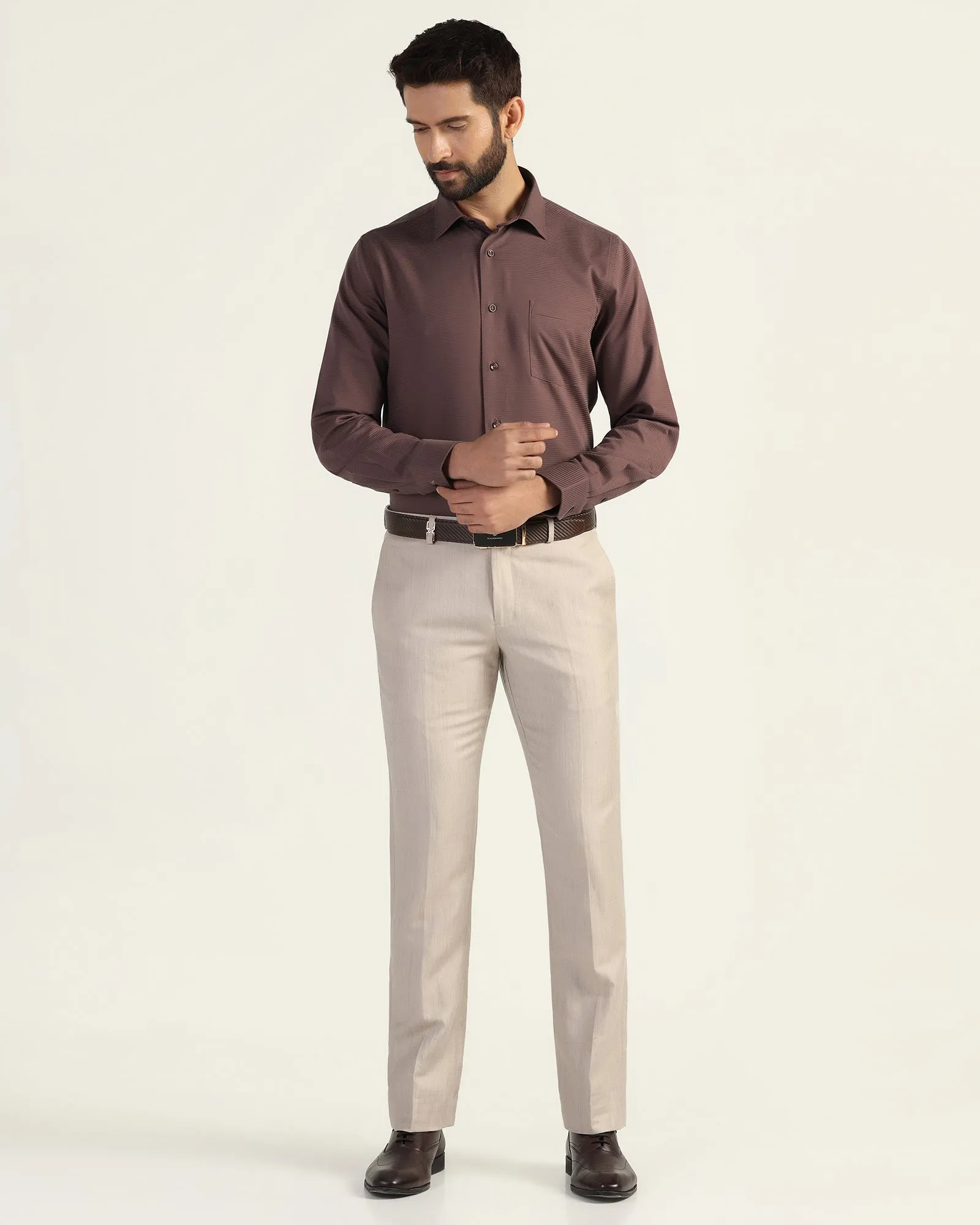 Formal Maroon Stripe Shirt - Merlot Button-up