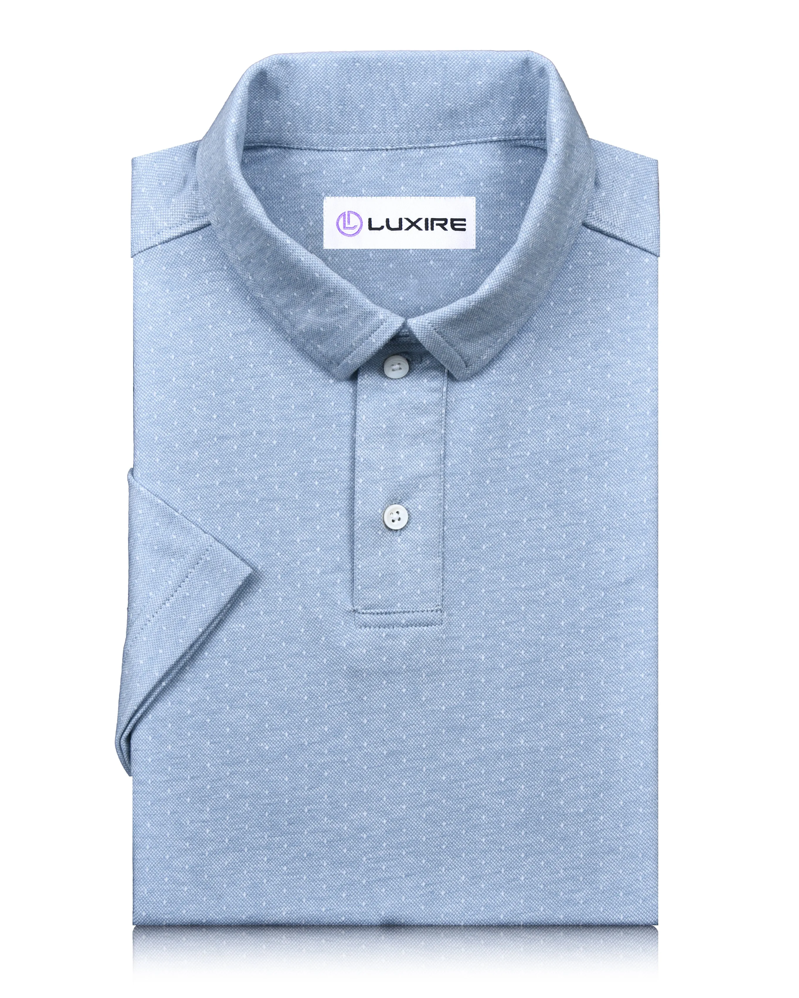 Preppy Style Light Blue Dotted Polo T-Shirt