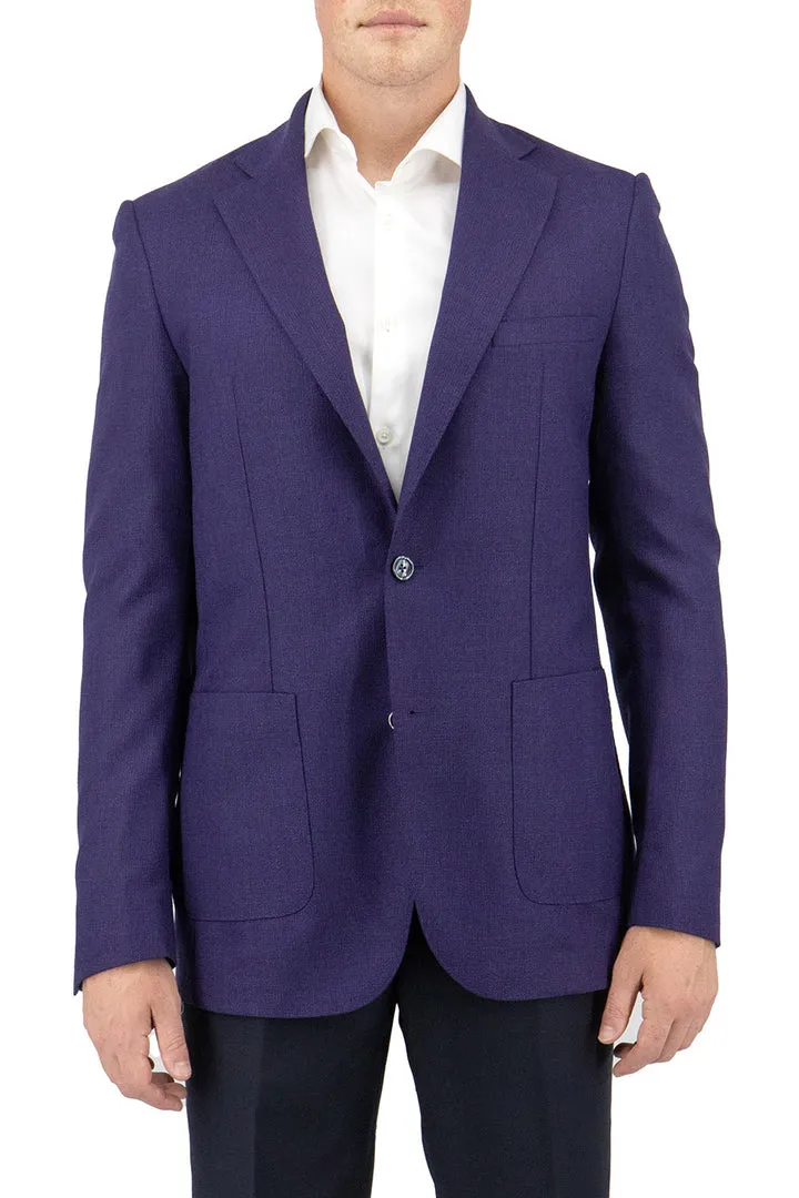Tiglio Luxe Purple Veneto/THP Slim Fit Half Lined, Pure Wool Jacket TL3376 Seamless Stitching Anti Pilling Fabric