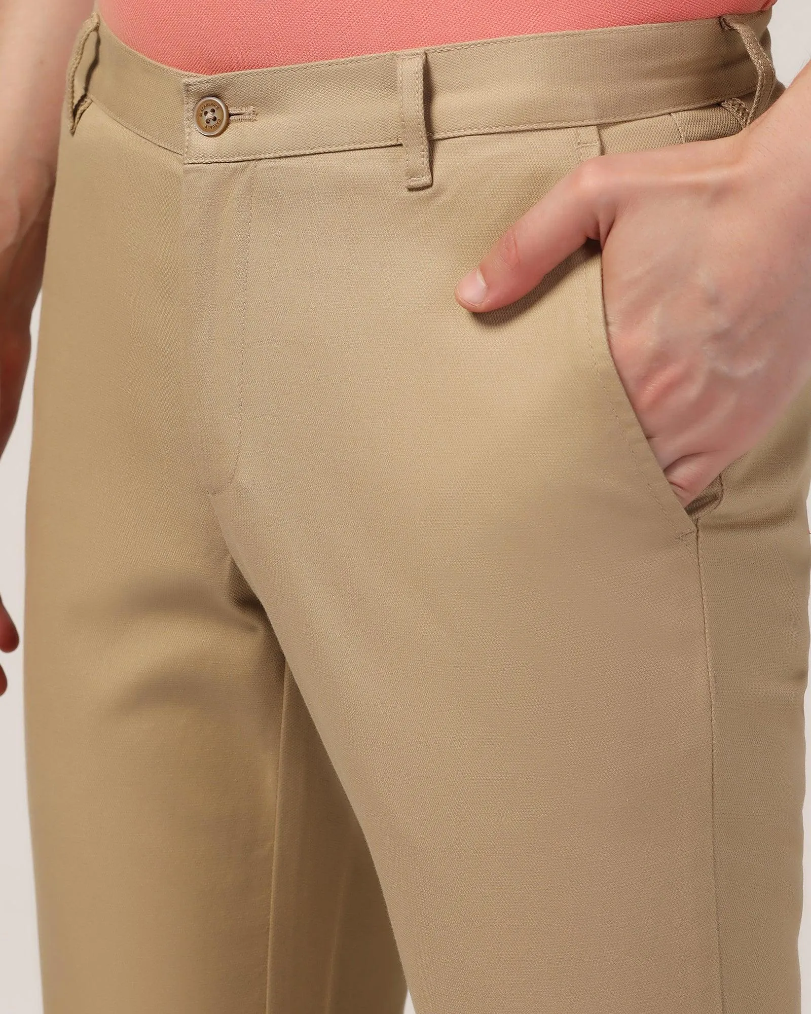 Flexible Material Slim Fit B-91 Casual Khaki Solid Khakis - Mint