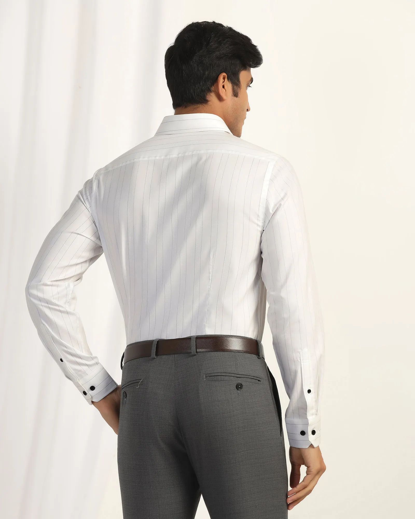 Formal White Stripe Shirt - Austin Plaid Design Classic Appeal