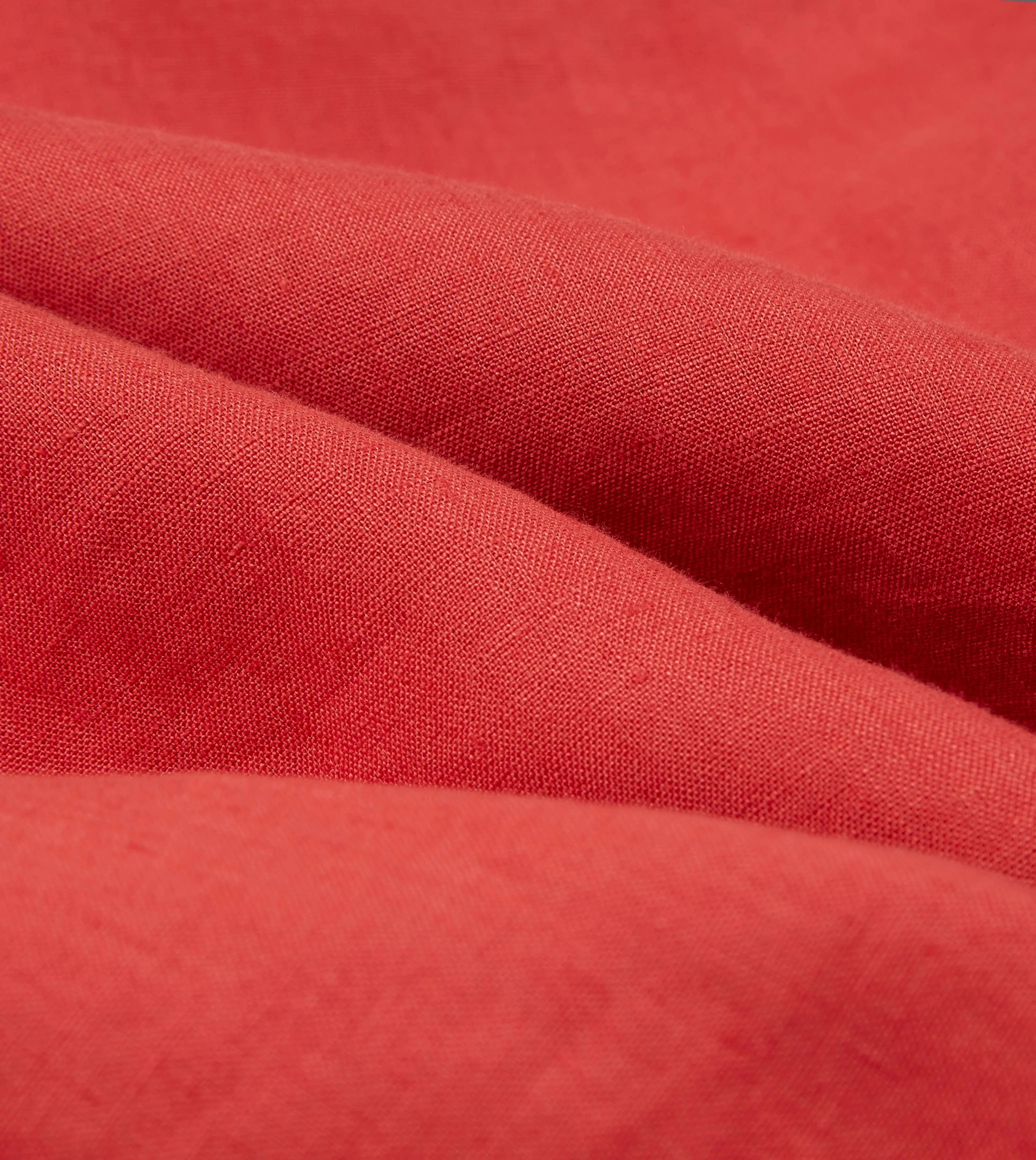 Anti Odor Treatment Red Linen Spread Collar Shirt