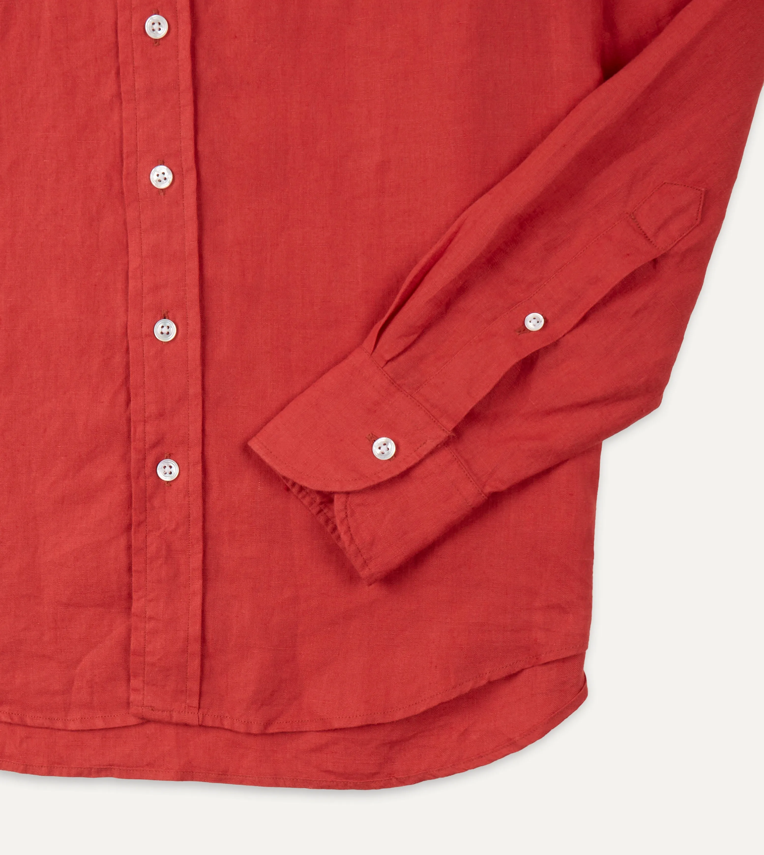 Errand Ready Wrinkle Resistant Material Red Linen Spread Collar Shirt
