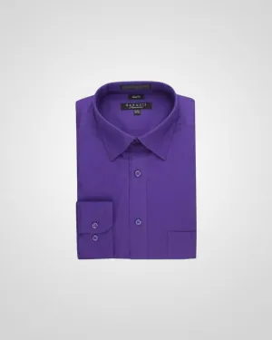 Anniversary Special Flexible Placket Structure MARQUIS PURPLE MEN'S SOLID CLASSIC FIT DRESS SHIRT