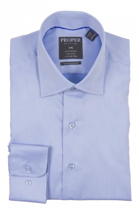 Daytime Look Short Sleeve PROPER SHIRTINGS BLUE CONTEMPORARY FIT REGULAR CUFF P720ET0R-BLU