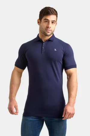 Athletic Fit Polo Shirt in True Navy Layering Fashion ComfortStretch Collar